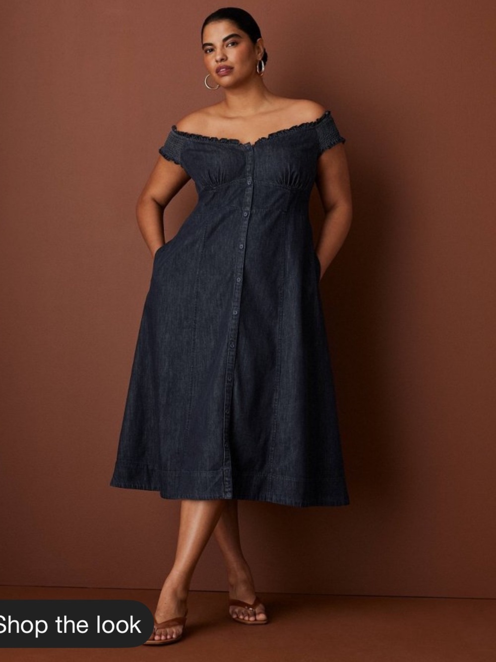 Rosie Assoulin Off the Shoulder Button-Front Midi Dress - XS
